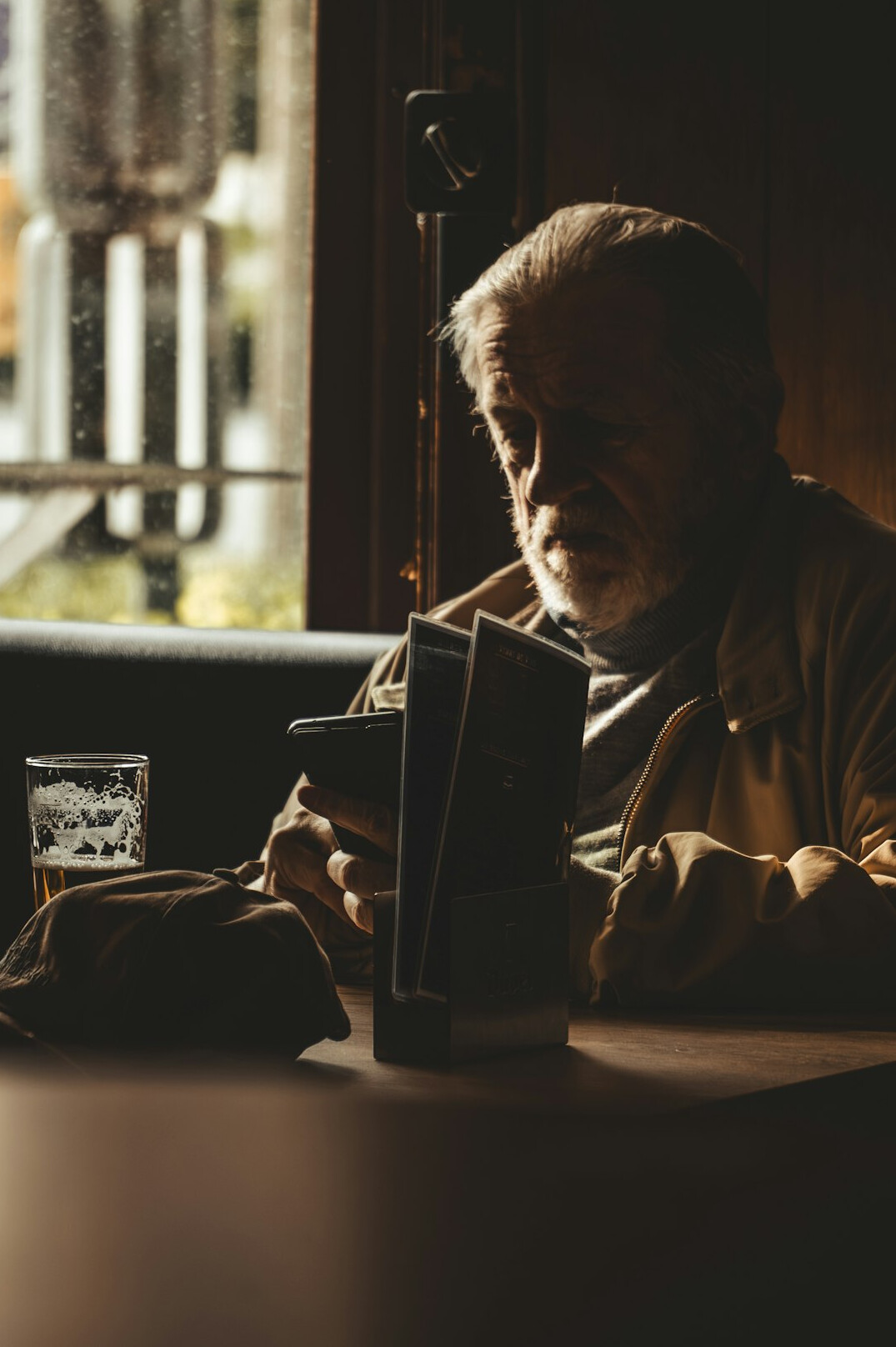 senior man reading book