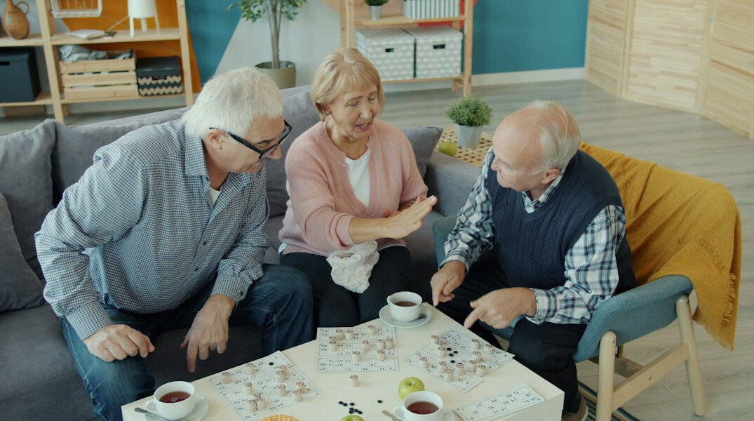 group of seniors socializing